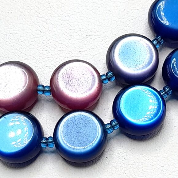 Vintage Japan Blue Lavender Lucite Two Strand Necklace - Picture 4 of 10